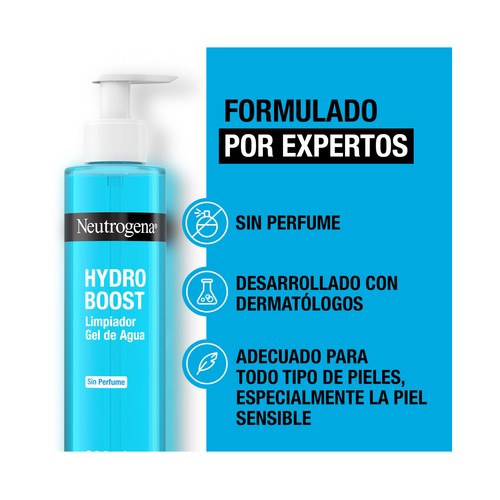 NEUTRÓGENA Hydro boost Limpiador facial hidratante (gel de agua) sin perfume apto para pieles sensibles 2 x 200 ml.