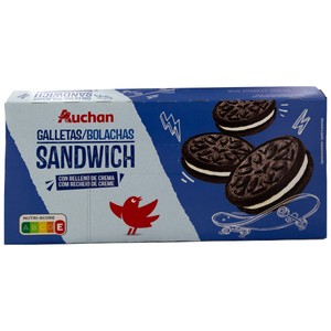 Imagen de PRODUCTO ALCAMPO Galletas tipo sandwich chocolate, rellenas de crema sabor a vainilla 176 g.