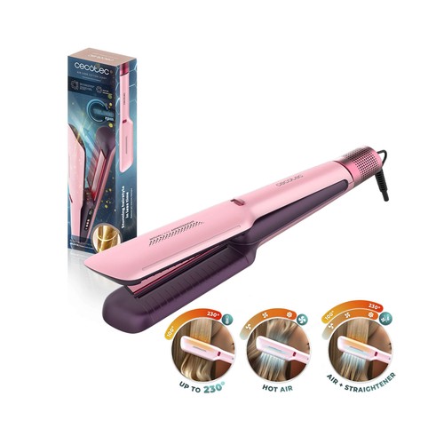 Plancha de pelo con flujo de aire CECOTEC Air Lisse Cotton Candy, placas flotantes de 5,7mm, cerámica con queratina, máximo 230ºC