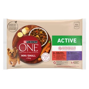 PURINA One mini Alimentación para perros(menos de 10 kg)húmeda con sabor a buey en salsa 4x85 g.