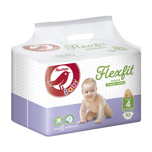 ALCAMPO BABY Pañales talla 4 para bebés de 9 a 15 kilogramos ALCAMPO BABY Flexfit 92 uds.