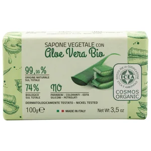 ITERITALIA Pastilla de jabón vegetal con aloe vera de origen ecológico ITERITALIA 100 g.