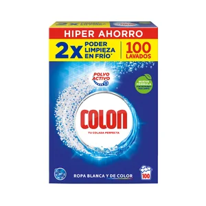 COLON Detergente en polvo, para ropa blanca y de color, 100 lavados.