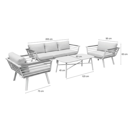 Conjunto jardín 4 piezas de aluminio, modelo Chicago. KACTUS REPUBLIC