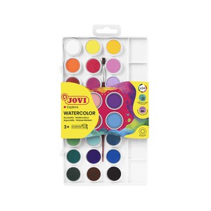 Imagen de Caja de 24 acuarelas de diferentes colores + pincel JOVI.