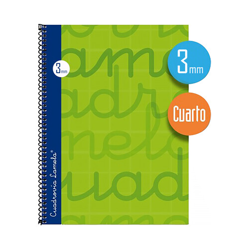 Cuaderno A5 con cuadrícula de 3mm de espiral, 80 hojas, EDITORIAL LAMELA.