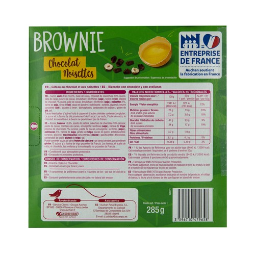 PRODUCTO ALCAMPO Brownies de chocolate y avellanas 285 g.