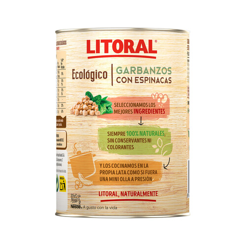 LITORAL Garbanzos con espinacas ecológicos LITORAL 420 g. Alcampo