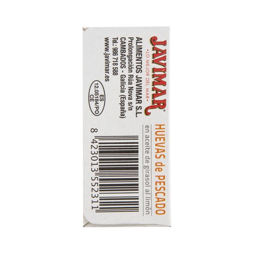 JAVIMAR Huevas de pesacado en aceite de girasol, al limón, 120 g.