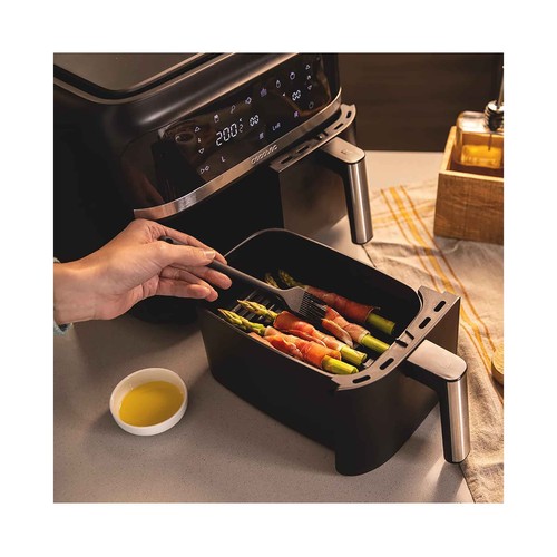 Freidora de aire con 2 cestillos CECOTEC Cecofry Advance Double, 2850W, capacidad 9L, temperatura dual.