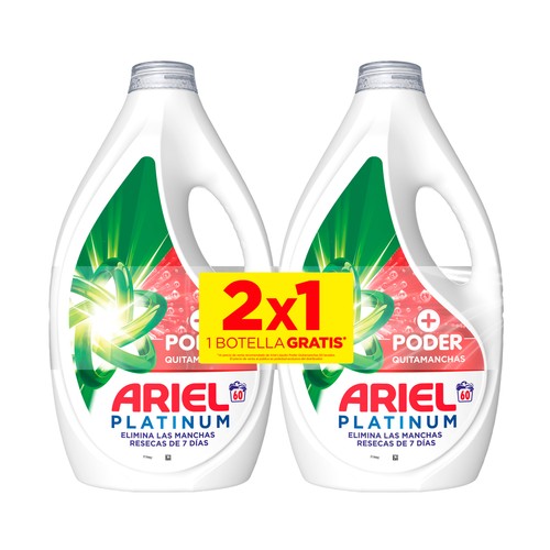 ARIEL Detergente líquido quitamanchas platinum extra poder 2 x 60 dosis.