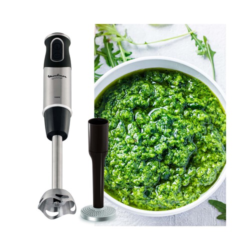 Batidora de mano MOULINEX Quickchef DD65H810, 1000W, 10 velocidades + turbo, incluye picador, varilla y accesorio puré.