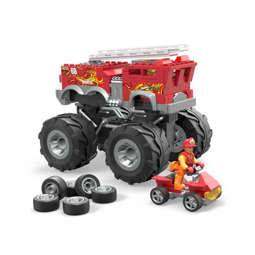 Camión de bomberos 5 Alarm Coche de bloques de construcción con 2 figuras, 279 piezas HOT WHEELS MEGA Construx MATTEL HHD19.