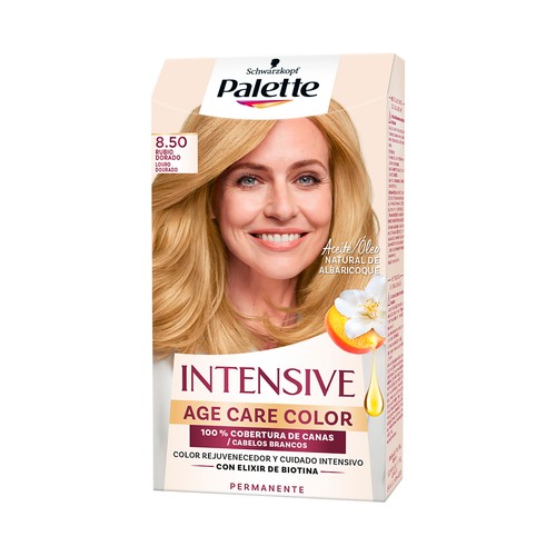 PALETTE Tinte de pelo permanente tono 8.50 Rubio dorado PALETTE Intensive age care color de Schwarzkopf.