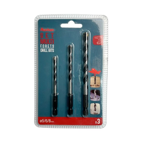 Set 3 puntas para taladro eléctrico de 4-6-8 mm, AUCHAN