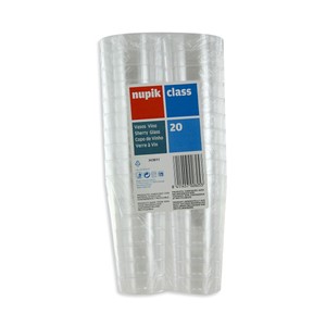 Imagen de Pack de 20 vasos de plástico desechables especiales para vino NUPIK.