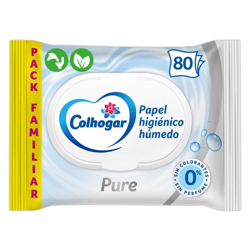 COLHOGAR Papel higiénico húmedo Pure 80 uds.
