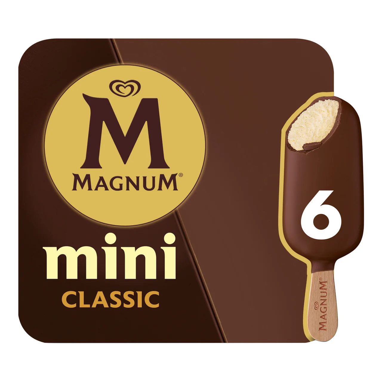 Classic Mini bombones helados de vainilla recubiertos de chocolate con leche 6 x 55 ml.