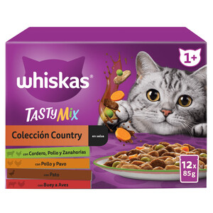 Imagen de WHISKAS Tasty mix Alimentación para gato húmedo en bolsistas 12 uds, 85 g.