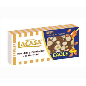 Imagen de LACASA Turrón de chocolate con cacahuetes eagle 225 g.