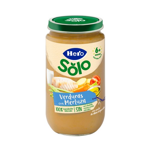 HERO Solo Tarrito de verduras con merluza (textura suave), a partir de 6 meses 235 g.