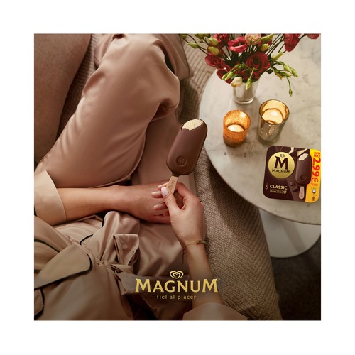 MAGUM Classic de frigobombón helado de vainilla y chocolate con leche 3 x 100 ml.