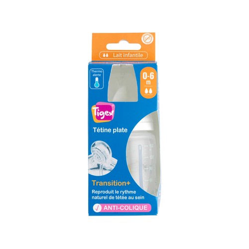 Biberón de 150 ml con sistema anticólicos, TIGEX.