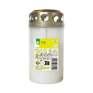 Vela cementerio de color blanca con tapa, PRODUCTO ECONÓMICO ALCAMPO.