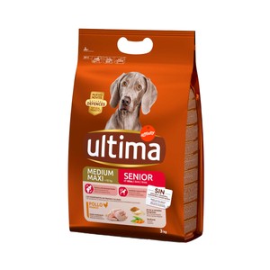Imagen de ULTIMA Comida para perro adultos de más de 7 años a base de croquetas de pollo y arroz Affinity 3 kg.