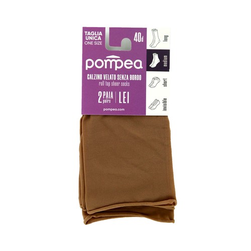 Pack de 2 pares de tobilleros, 40den, POMPEA, color polvere, talla única.
