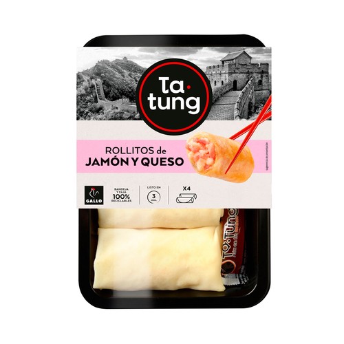 TA-TUNG Rollitos rellenos de jamón y queso, listos para calentar y comer TA-TUNG Fusión 240 g.