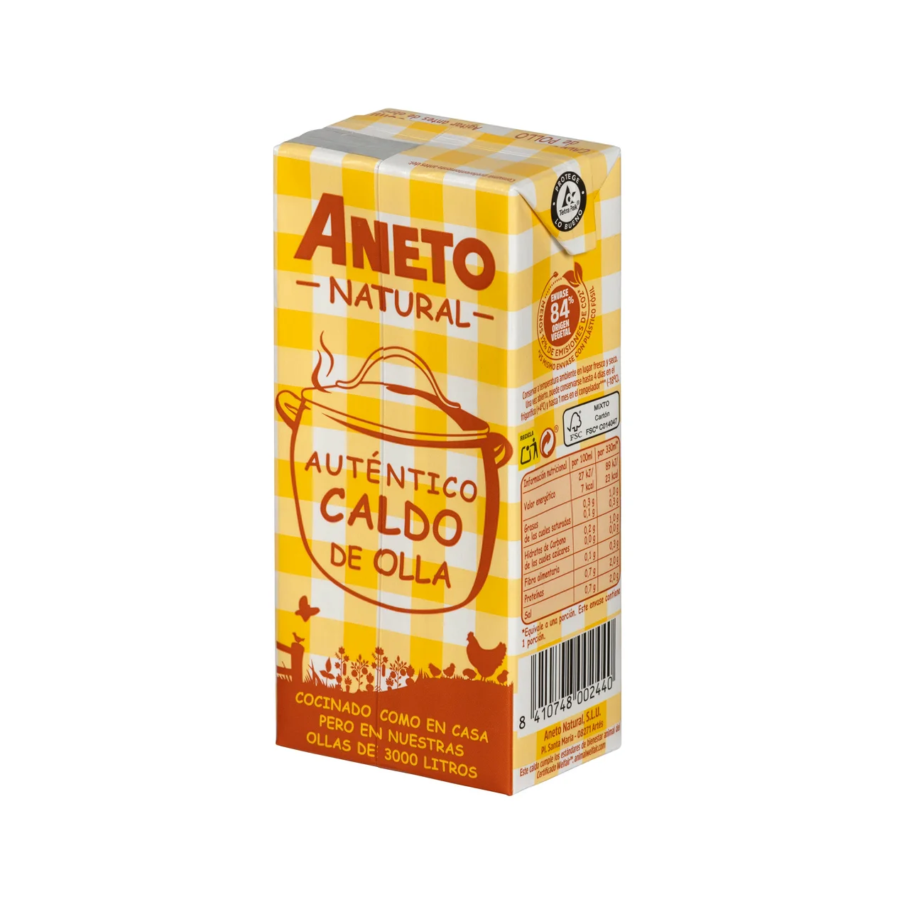 ANETO Caldo de pollo natural ANETO 2 x 330 ml.