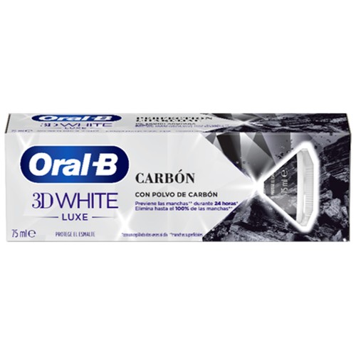 ORAL-B Pasta de dientes blanqueante y protectora del esmalte, con polvo de carbón ORAL-B 3D White luxe 75 ml.