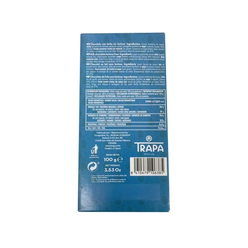 TRAPA Chocolate con leche 100 g.