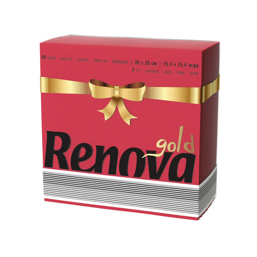 RENOVA Servilletas de papel desechables color rojo 39 x 39 cm doble capa RENOVA GOLD 40 uds.
