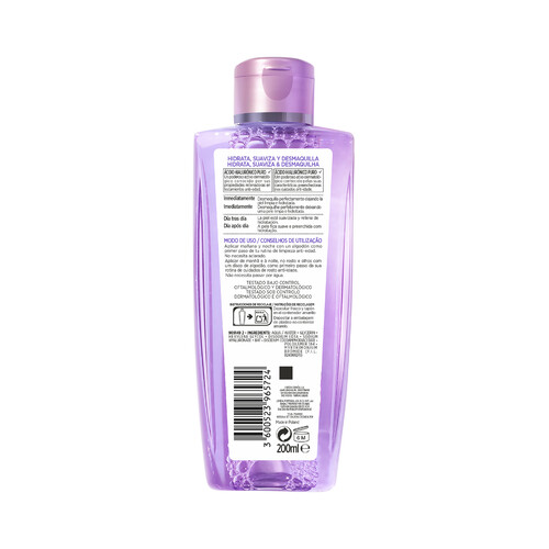 L´ORÉAL PARIS Agua micelar rellenadora y anti - edad, con ácido hialurónico puro L´ORÉAL PARIS Revitalift 200 ml.