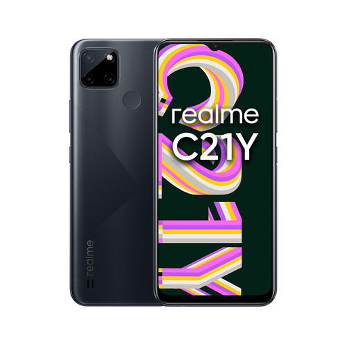 Smartphone 16,5cm (6,5) REALME C21Y negro, Octa-Core, 4GB Ram, 64GB, microSD, 13+2+2 Mpx, Dual-Sim, UI (Android 11).