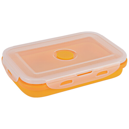 Recipiente hermético de silicona color naranja con tapa de clip, 0,8 litros, Ubik IDEALCASA.