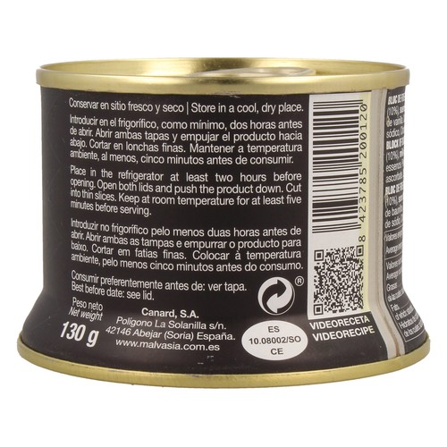MALVASIA Foie gras de pato Bloc 130 g.