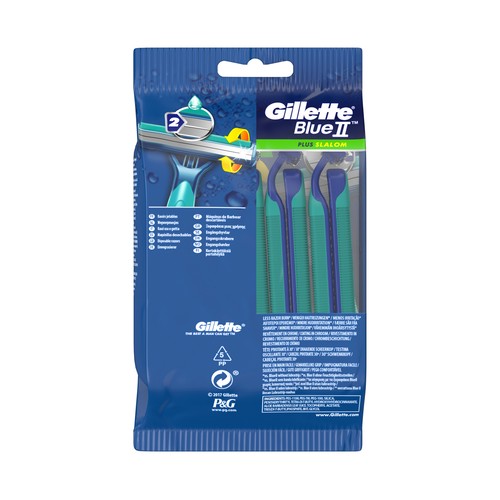GILLETTE Maquinilla de afeitar desechable, con cabezal pivotante de doble hoja GILLETTE Blue II plus slalom 10 uds