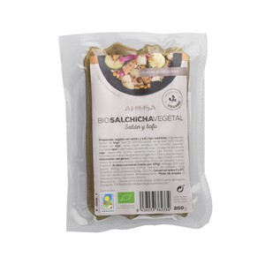 Imagen de AHIMSA Salchichas vegetales con seitán y tofu tipo salchicha ecológicas AHIMSA 200 g.