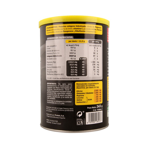 COLNATUR Colágeno natural asimilable puro, con sabor limón y presentación en polvo COLNATUR Sport 345 gr.