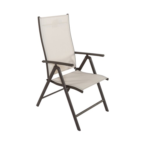 Silla de jardín 7 posiciones de acero y textileno color beige, 55x68x106cm. Mojacar IKUNIK.