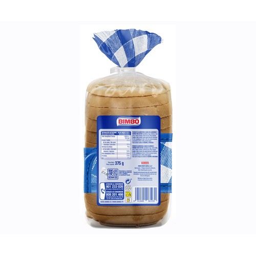 BIMBO Pan de molde blanco sin gluten 375 g.