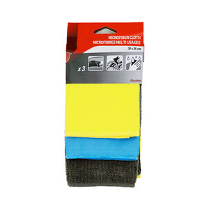 3 bayetas de microfibra de 30x35 cm, PRODUCTO ECONÓMICO ALCAMPO.