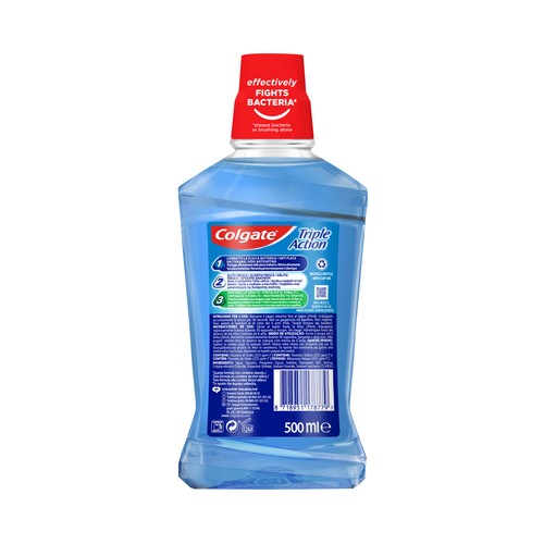 COLGATE Triple action Enjuague bucal de uso diario, sin alcohol y con CPC, 500 ml.