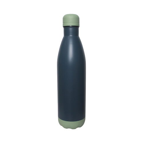 Botella termo de acero inoxidable color azul oscuro con tapón de rosca, 0,75 litros ACTUEL.