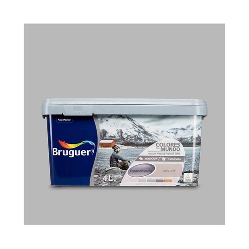 Pintura para paredes monocapa BRUGUER Colores del mundo Escandinavia Gris Suave, 4L.