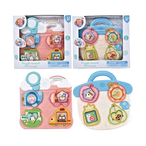 Puzzle Sorpresa Musical con Formas, ayuda al desarrollo de la motricidad fina y el aprendizaje, modelos surtidos +12 Meses ONE, TWO FUN Baby
