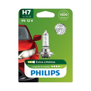 Imagen de Bombilla halógena para automóvil, tipo H7 y potencia de 55W PHILIPS Longlife ecovision.